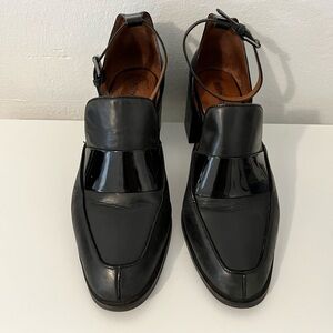 Jeffrey Campbell Black Open Side Loafer with Ankle Strap